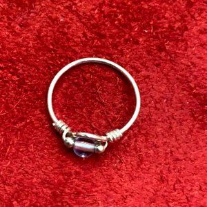 Sterling Silver Ring Round Crystall Bead Size 5.5